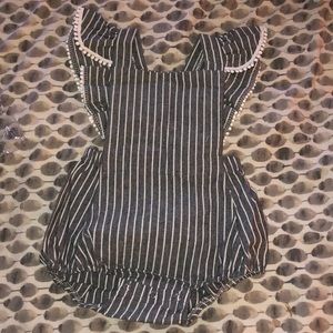 NWT Adorable stripe/Pom Pom romper!